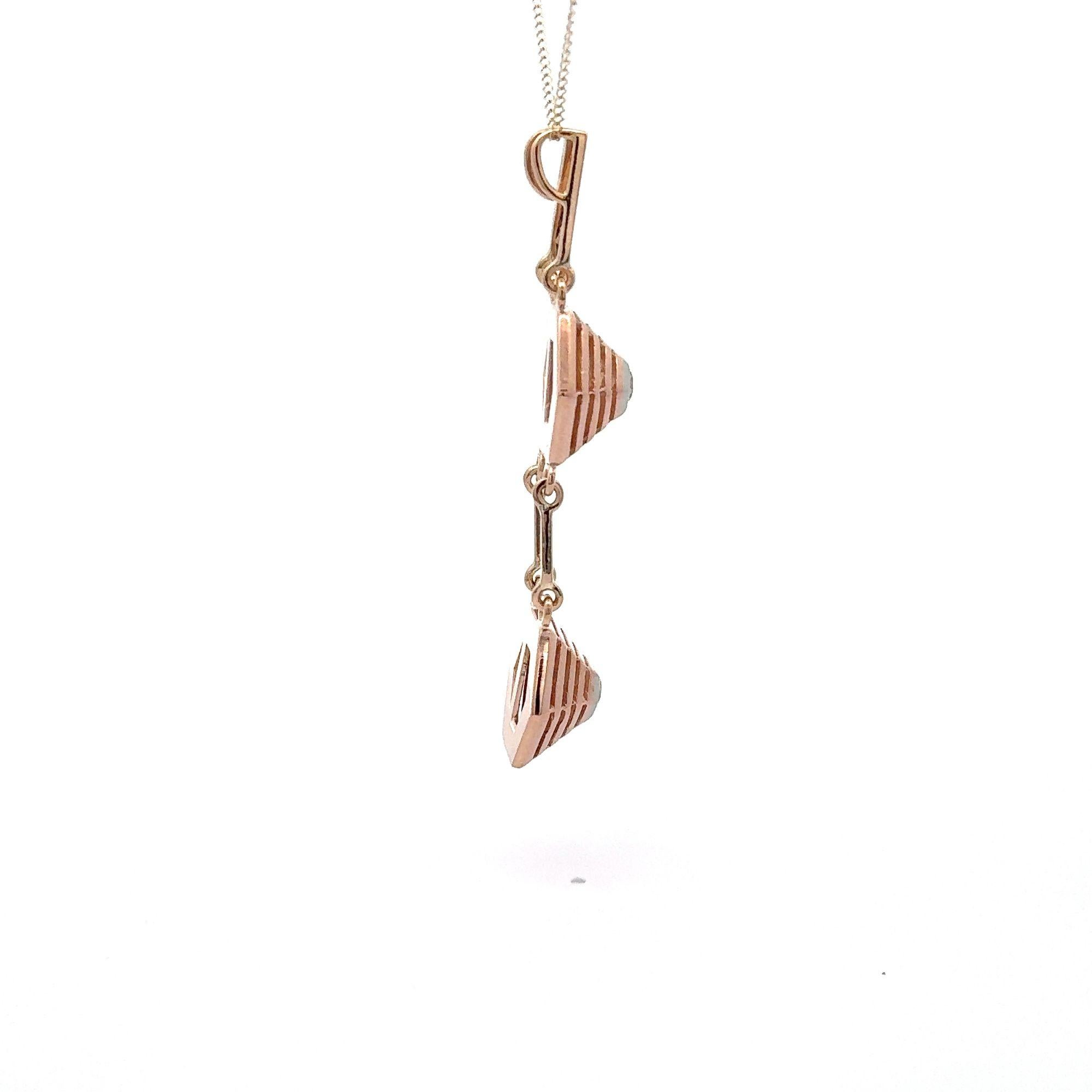 18K Rose Gold Hexagonal Shape Mesh Finish Ring, Bracelet, Pendant Set For Sale 13