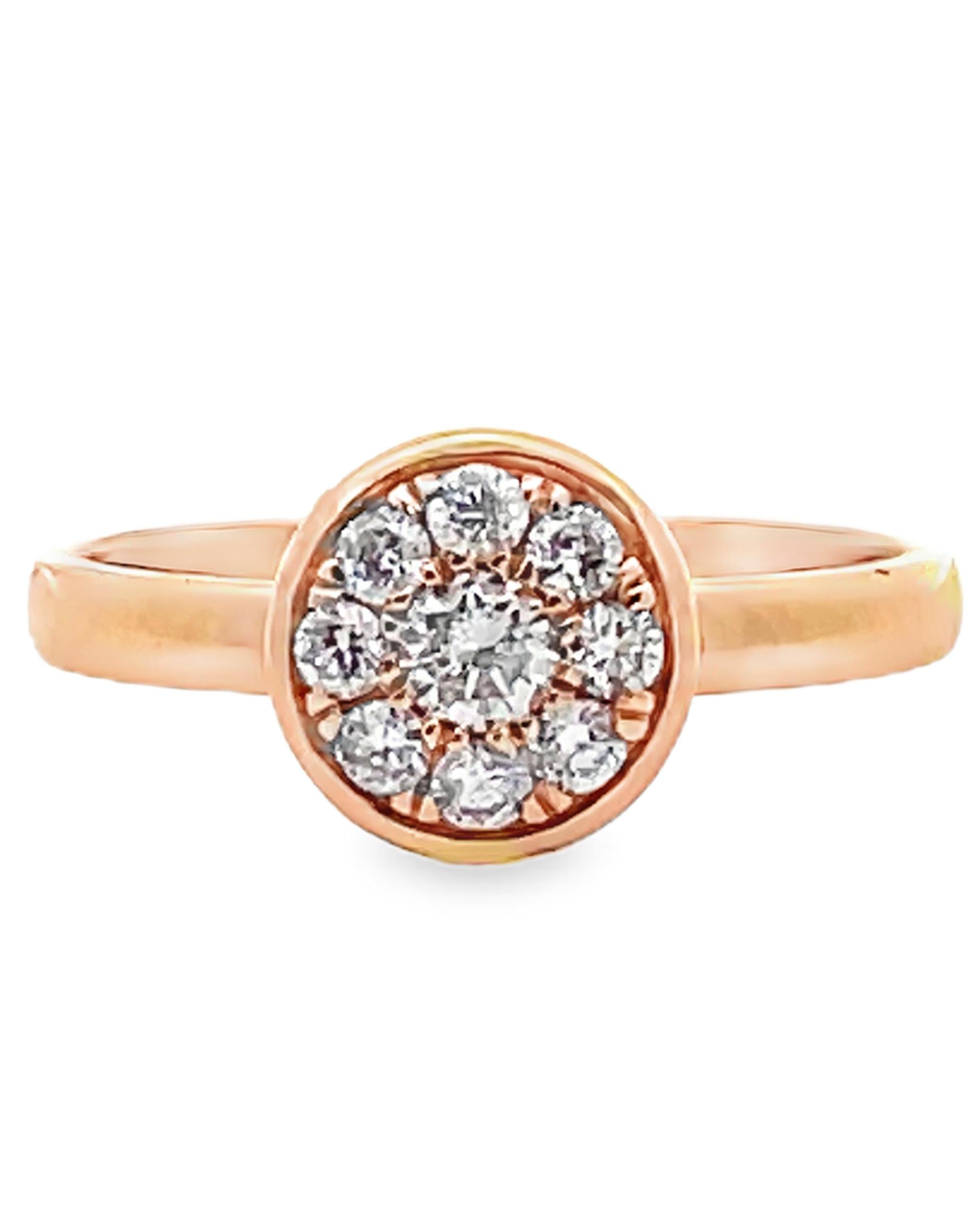 18K rose gold stackable ring with diamonds weighing 0.32 carat total.

Finger size is 6, can be sized up or down by up to 2 sizes