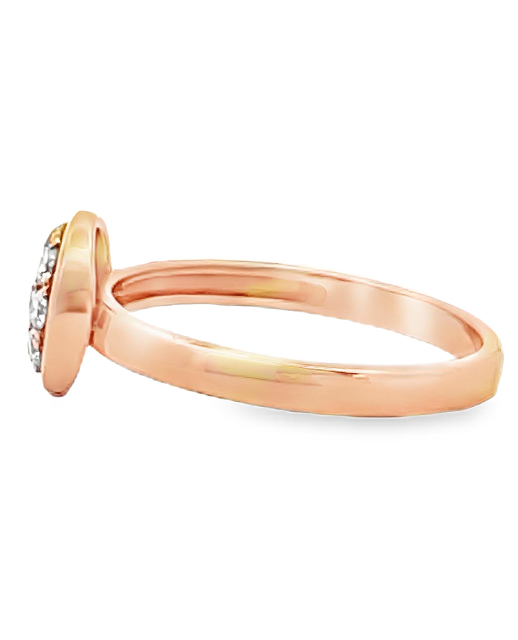 Contemporary High Polish Round Shaped Stackable Ring with Round Diamonds in 18K Rose Gold For Sale