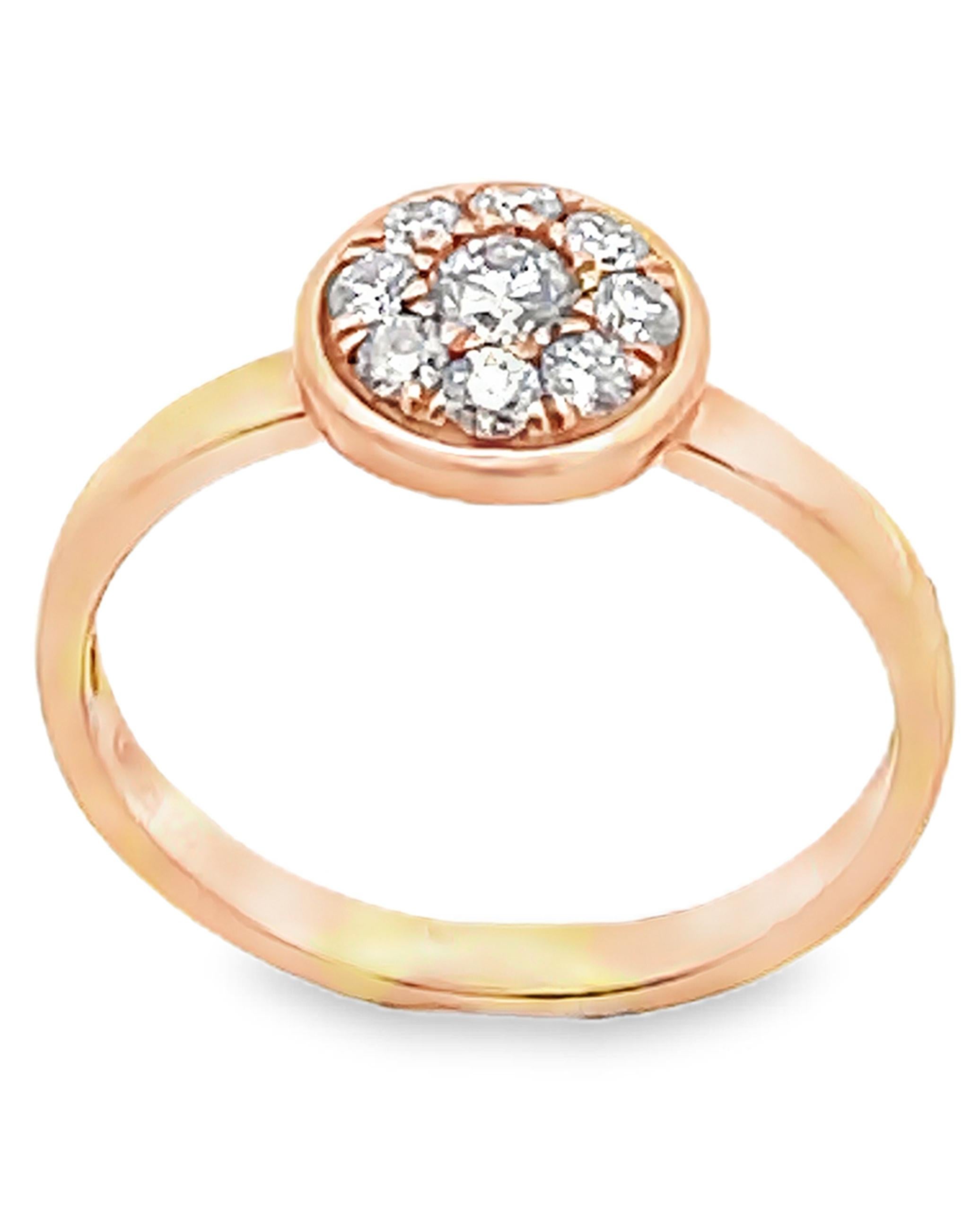 High Polish Round Shaped Stackable Ring with Round Diamonds in 18K Rose Gold In New Condition For Sale In Old Tappan, NJ