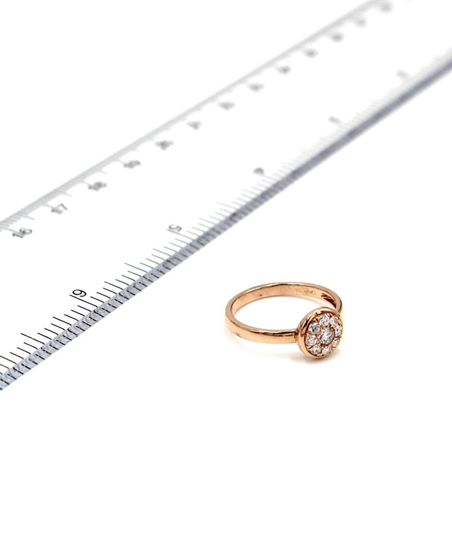 High Polish Round Shaped Stackable Ring with Round Diamonds in 18K Rose Gold For Sale 1