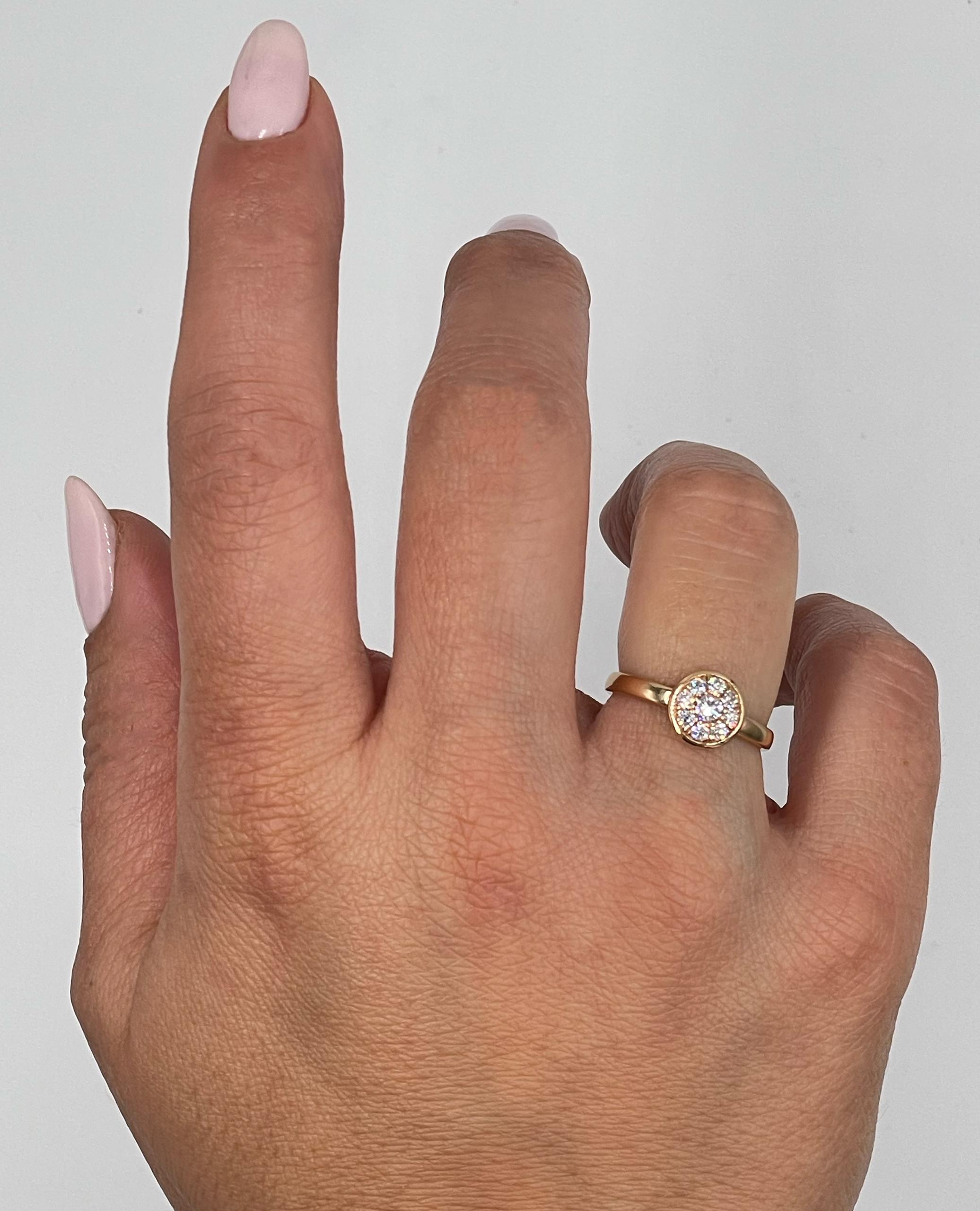High Polish Round Shaped Stackable Ring with Round Diamonds in 18K Rose Gold For Sale 2