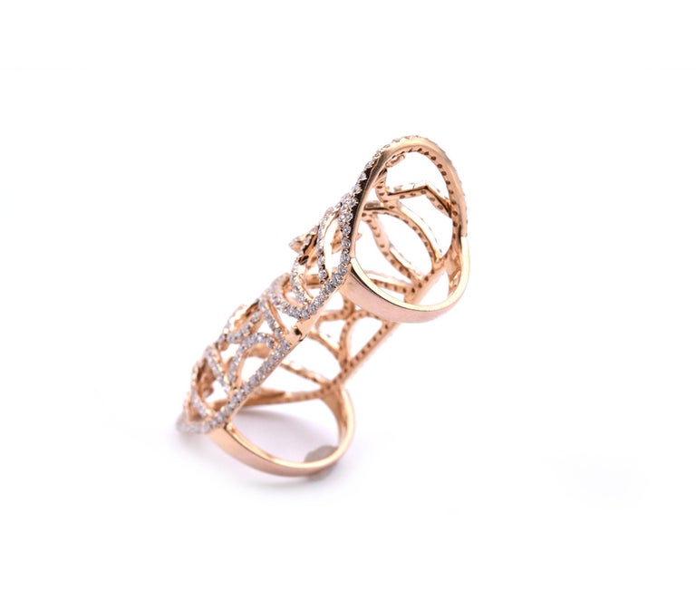 18 Karat Rose Gold Hinged Full Finger Diamond Ring For Sale at 1stdibs