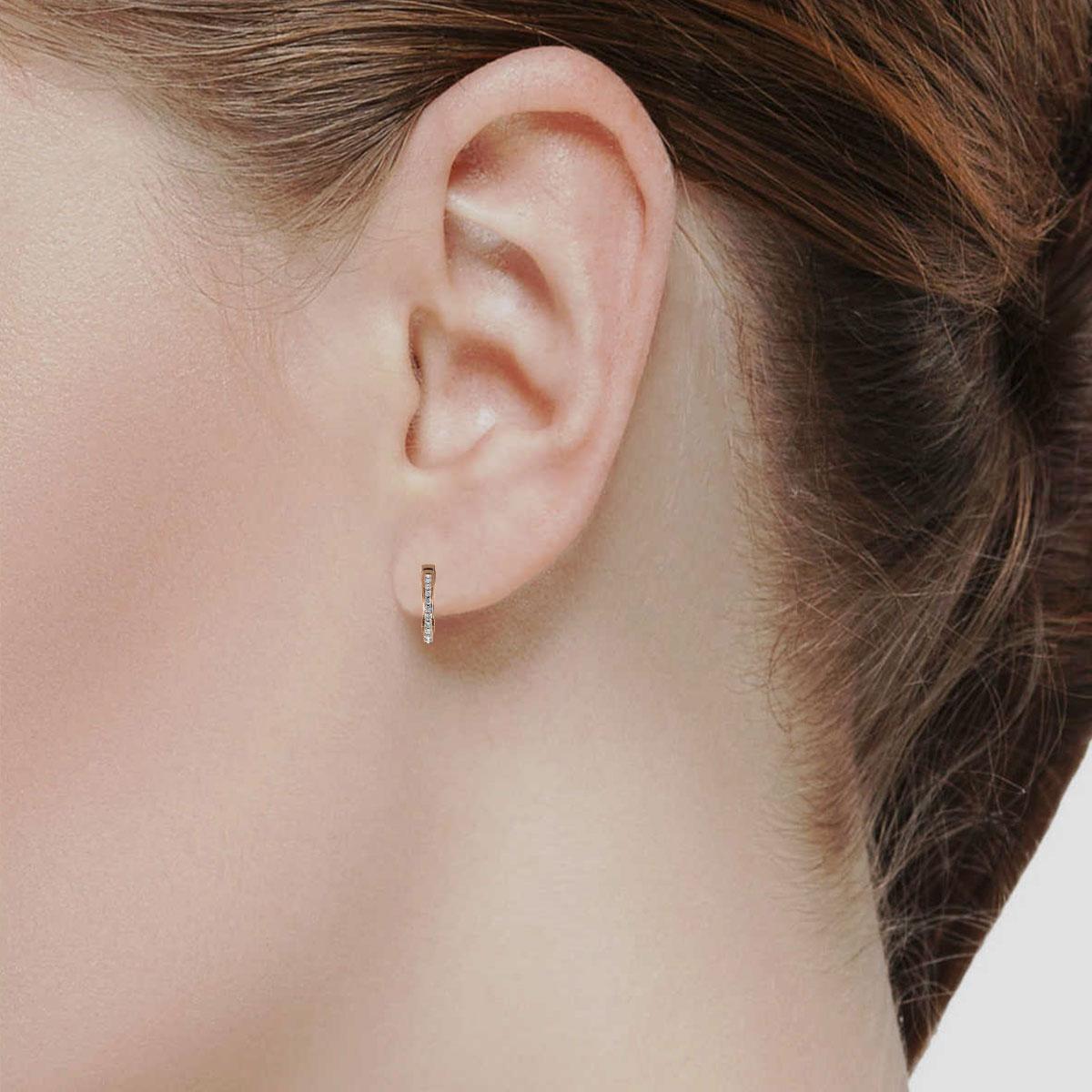 18 Karat Rose Gold Hoop Diamond Earrings '1/2 Carat' In New Condition For Sale In San Francisco, CA