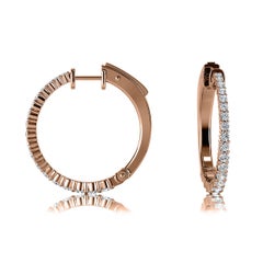 18 Karat Rose Gold Hoop Diamond Earrings '1 Carat'