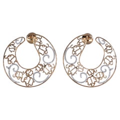 18K Rose Gold Hoop Earrings with Elephant Motif and White Diamonds