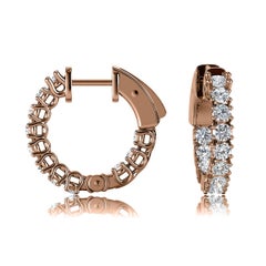 18 Karat Rose Gold Hoop Insideout Diamond Earings '1 Carat'
