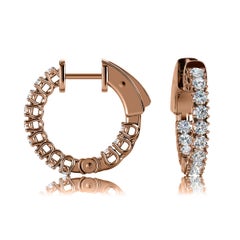 18 Karat Rose Gold Hoop Insideout Diamond Earings '3/4 Carat'