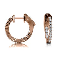 18 Karat Rose Gold Hoop Insideout Diamond Earrings '1/2 Carat'