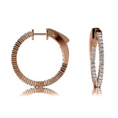 18 Karat Rose Gold Hoop Insideout Diamond Earrings '4/5 Carat'