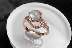 18K Rose Gold Icy Jadeite Diamond Ring Engagement Ring