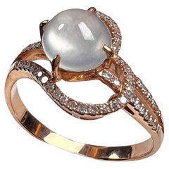 18K Rose Gold Icy Jadeite Diamond Ring Engagement Ring
