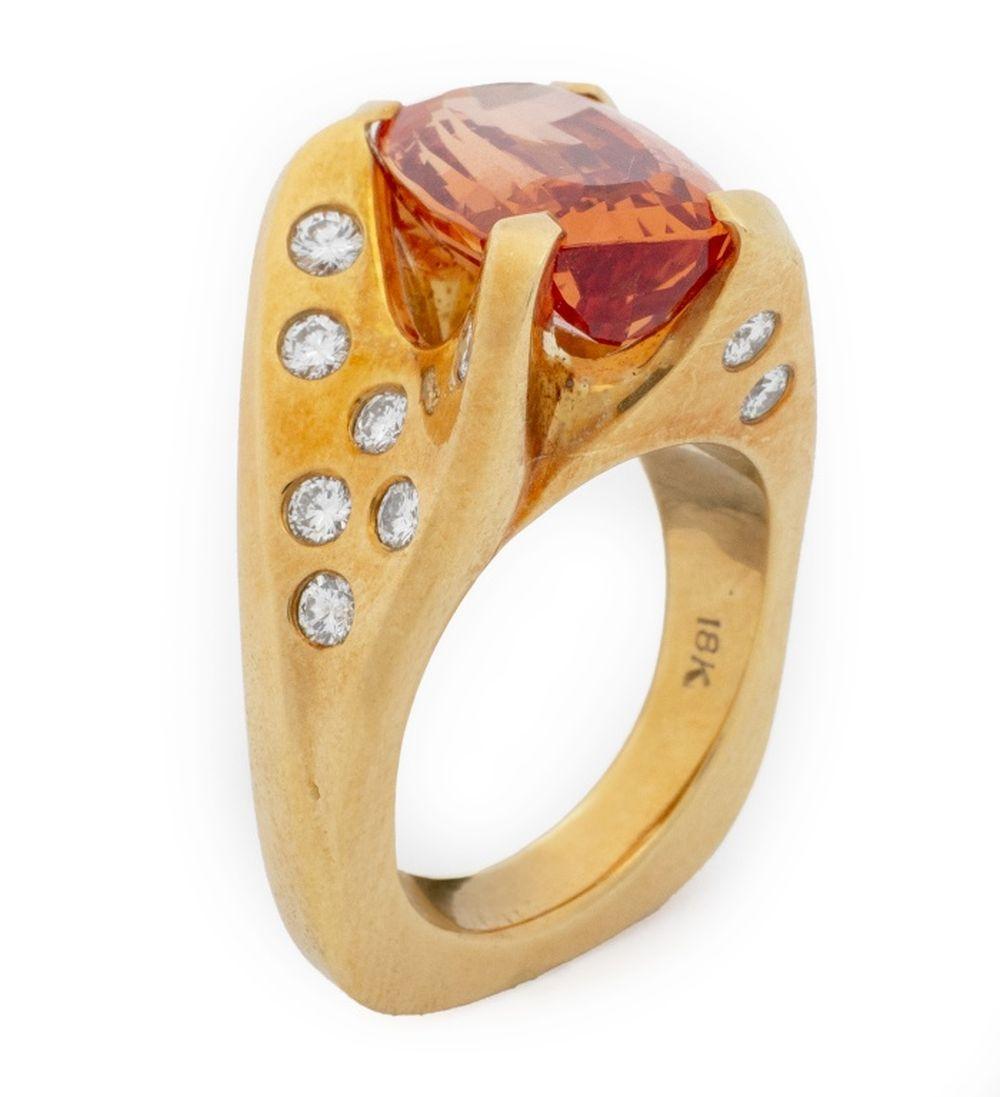 18K  Bague en or rose avec topaze et diamant en vente 6