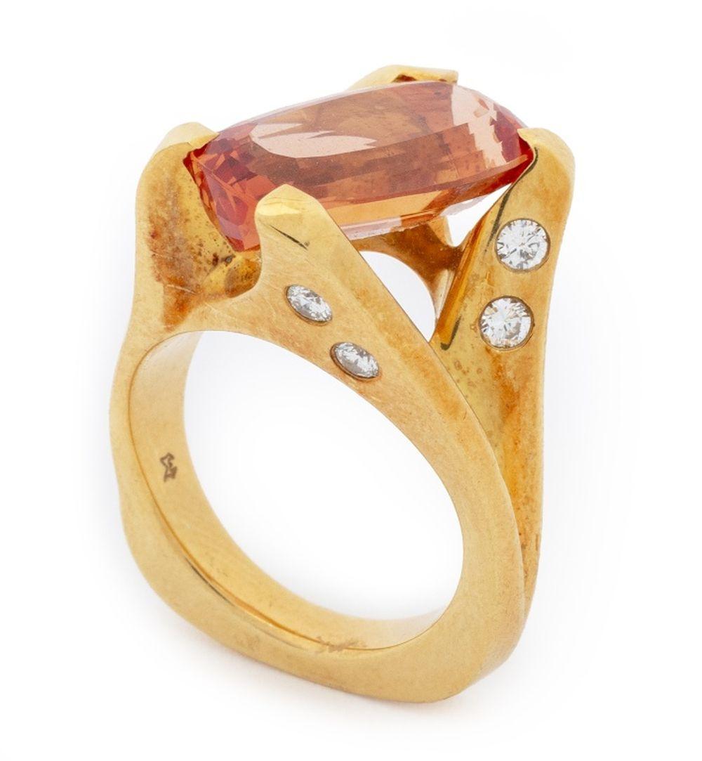 18K  Bague en or rose avec topaze et diamant en vente 7