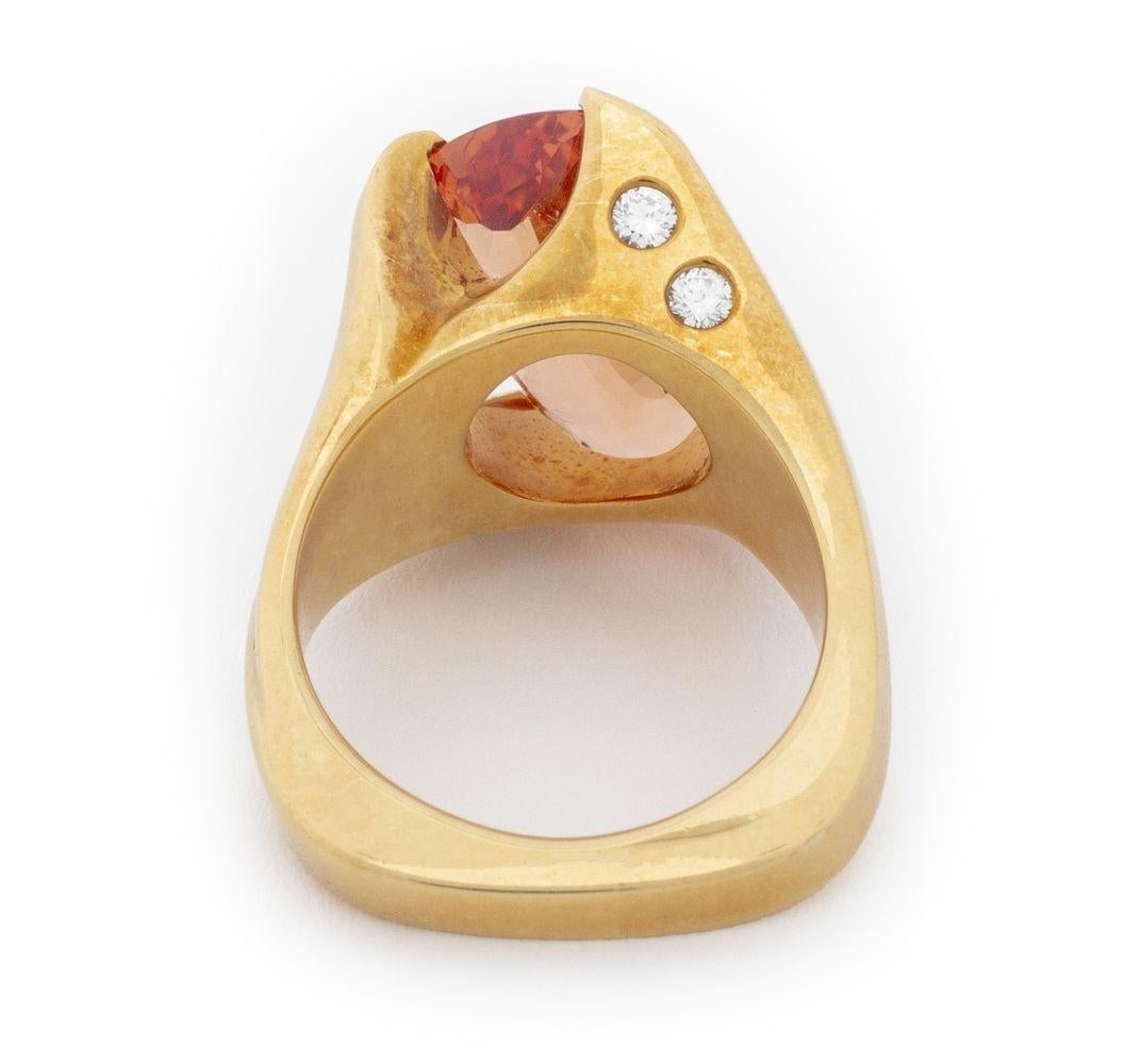 18K  Bague en or rose avec topaze et diamant Bon état - En vente à Queens, NY