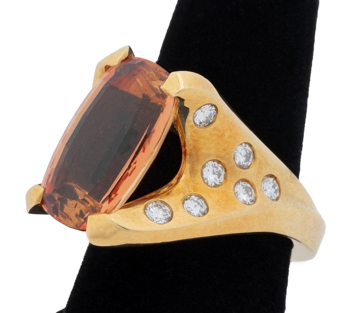 18K  Bague en or rose avec topaze et diamant en vente 2