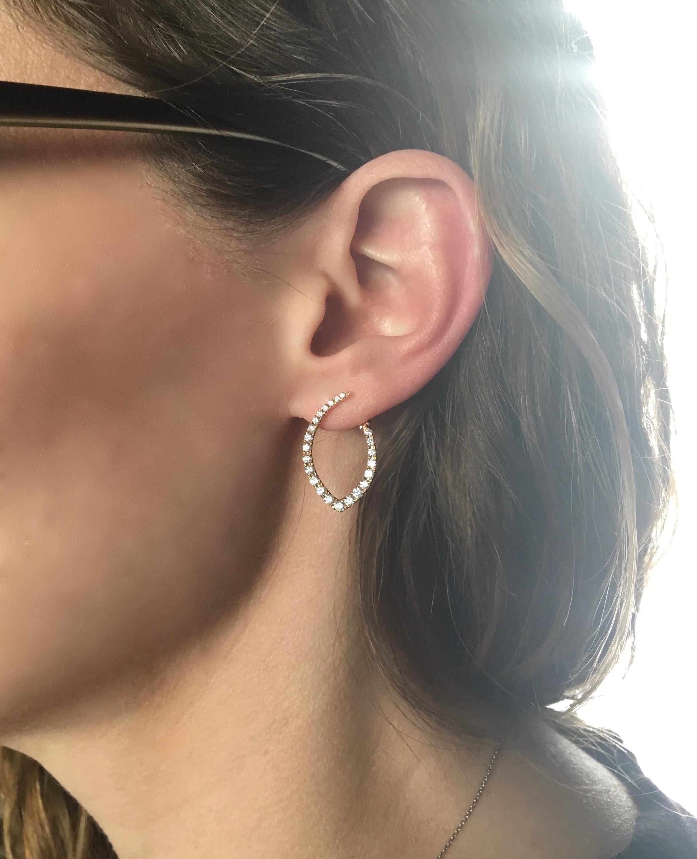 Round Cut 18 Karat Rose Gold Inside Out Diamond Earrings