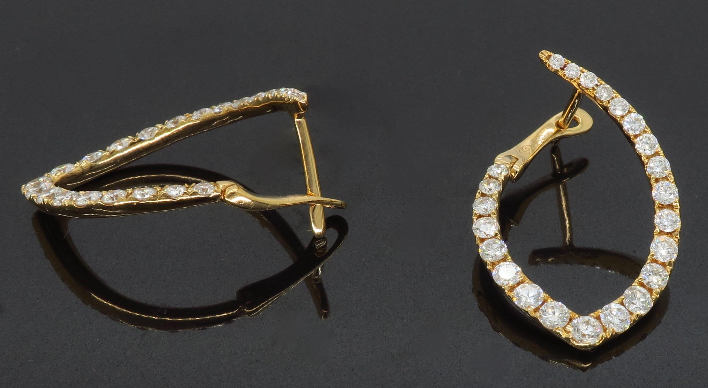 Women's or Men's 18 Karat Rose Gold Inside Out Diamond Earrings
