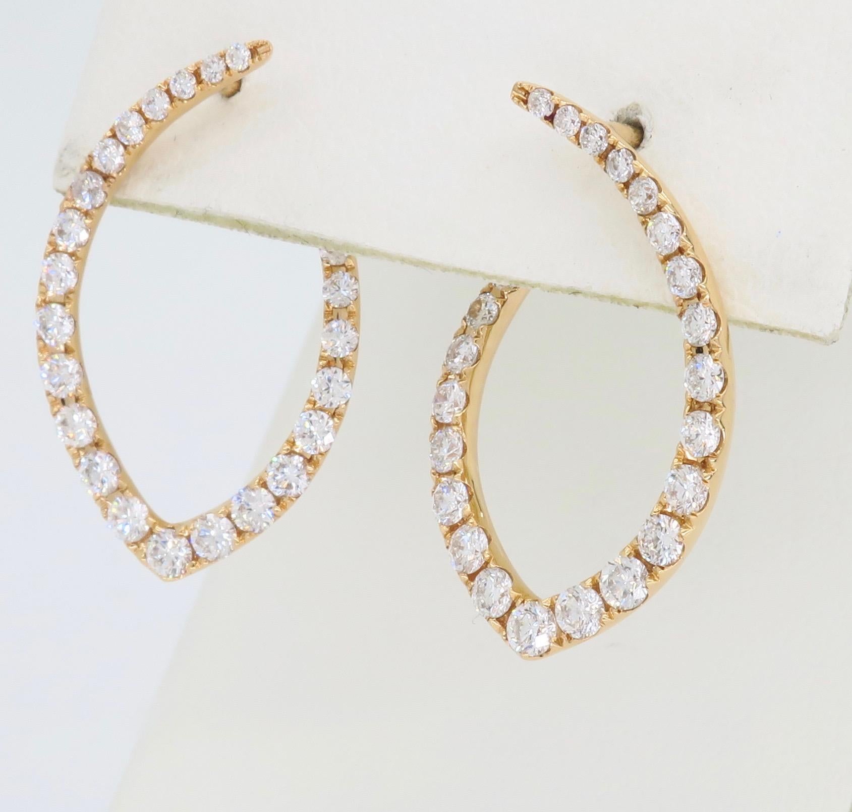18 Karat Rose Gold Inside Out Diamond Earrings 1