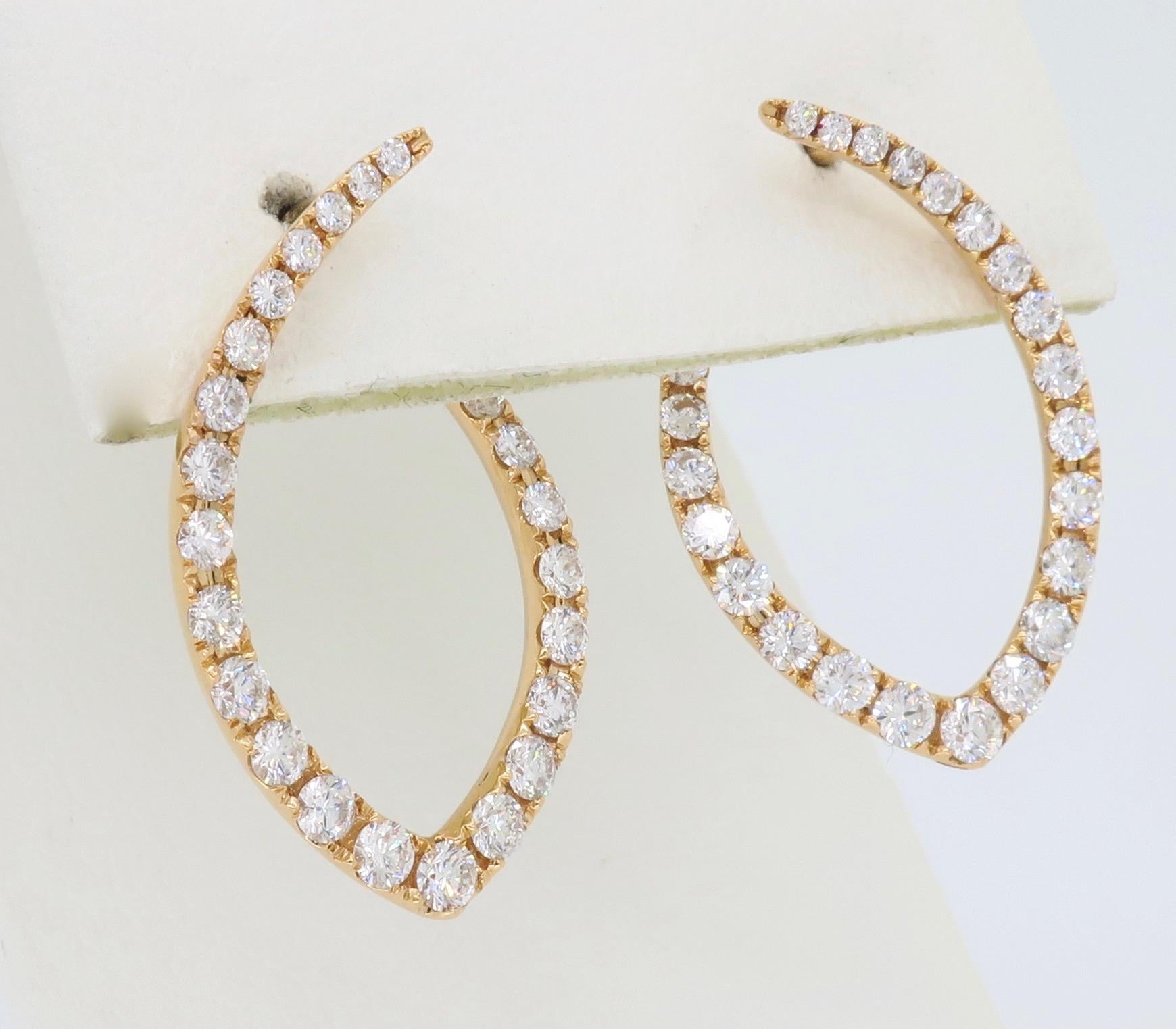 18 Karat Rose Gold Inside Out Diamond Earrings 2