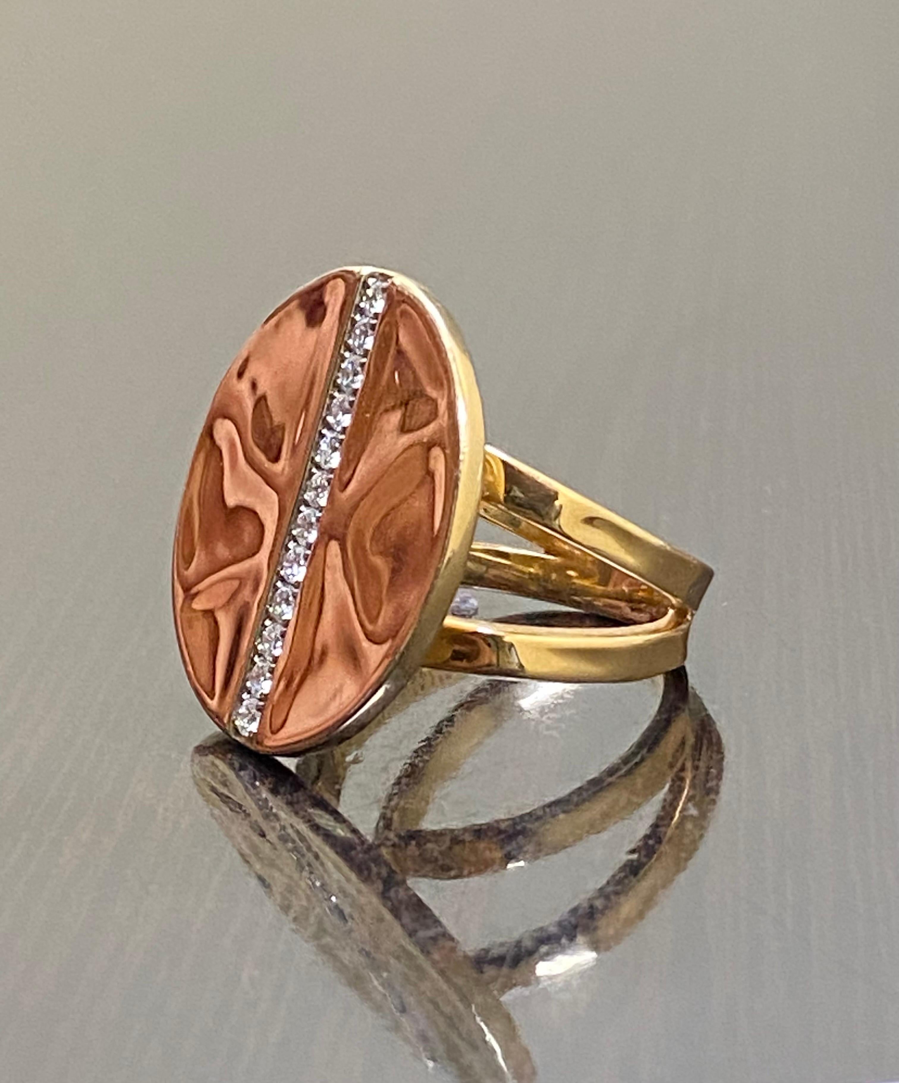 Modern 18K Rose Gold Ippolita Senso Split Band Disc Ring with Diamonds For Sale