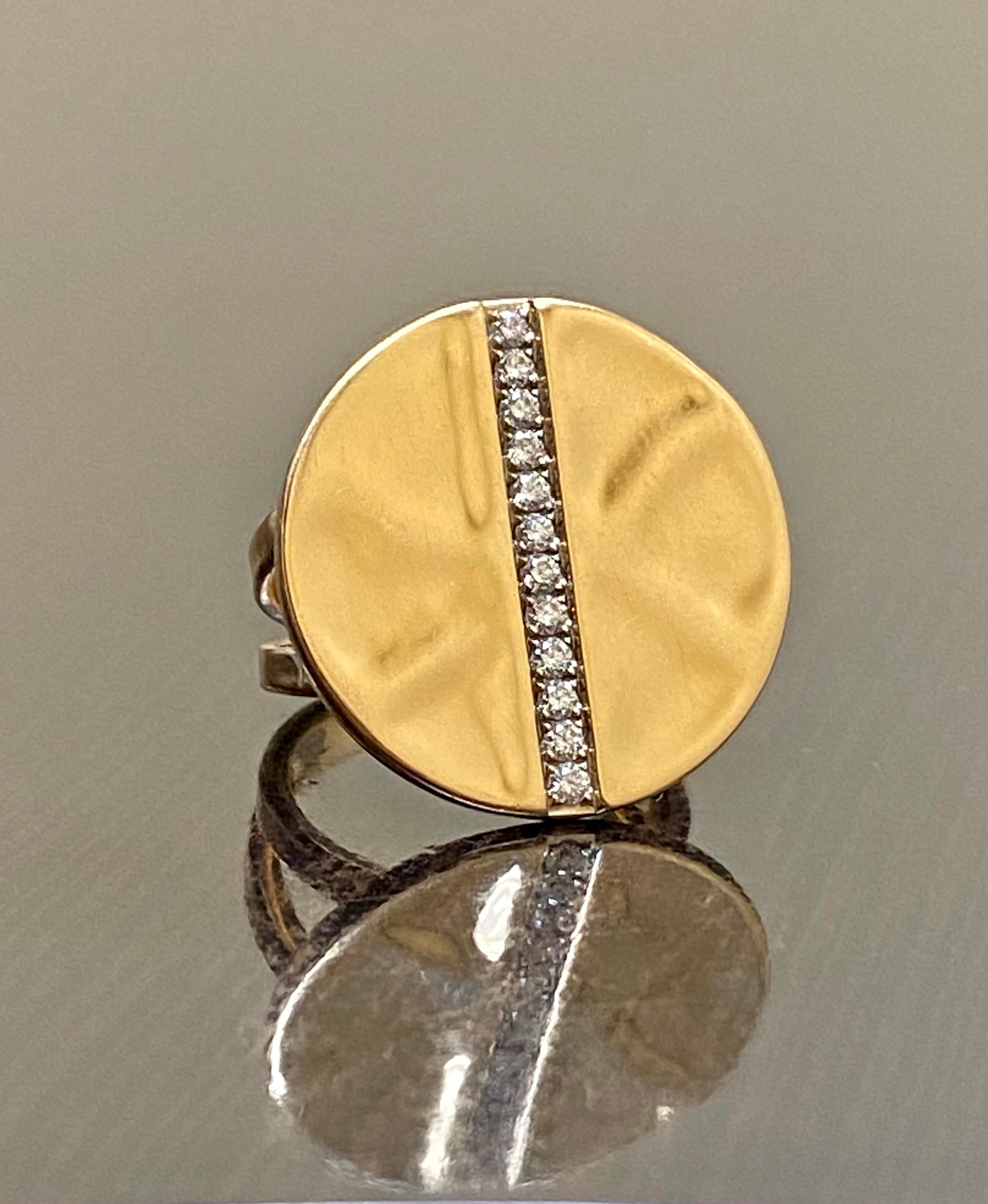 Round Cut 18K Rose Gold Ippolita Senso Split Band Disc Ring with Diamonds For Sale