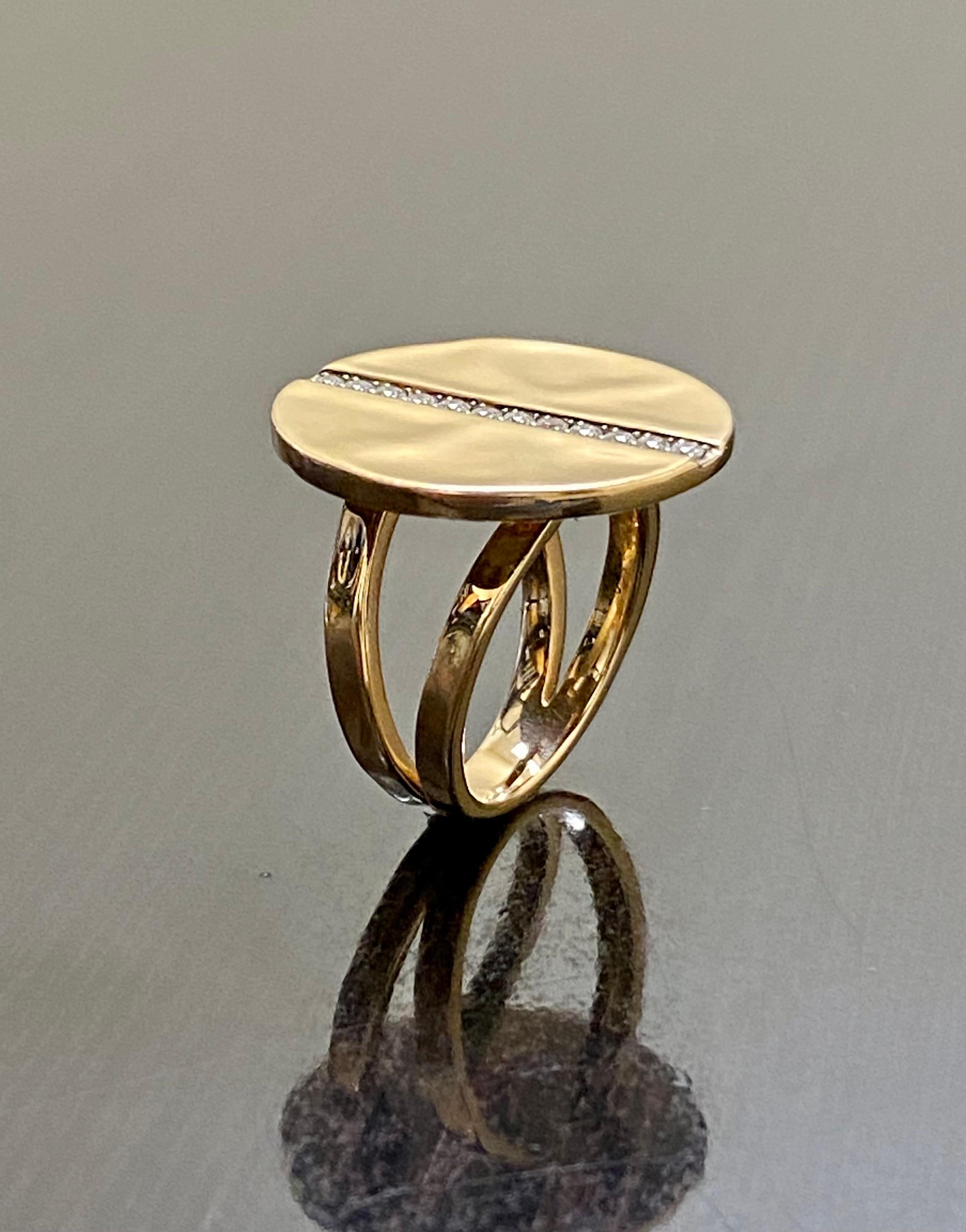18K Rose Gold Ippolita Senso Split Band Disc Ring with Diamonds In Excellent Condition For Sale In Los Angeles, CA