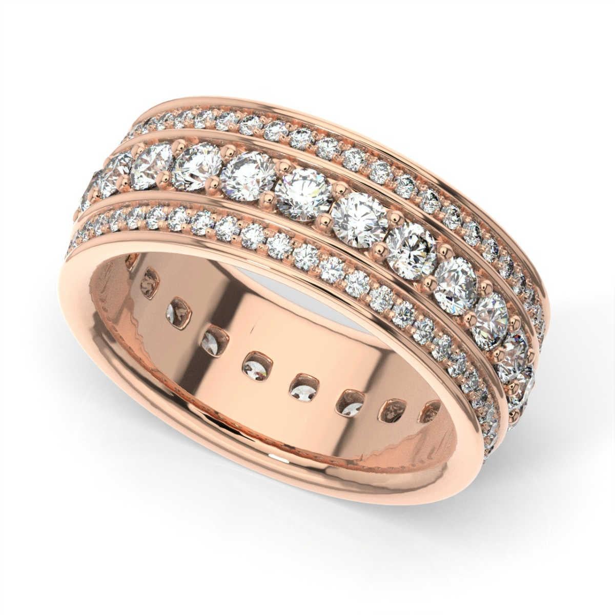 Round Cut 18k Rose Gold Katharine Eternity Diamond Ring '2 Ct. tw' For Sale