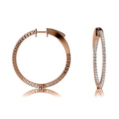 18 Karat Rose Gold Large Hoop Insideout Diamond Earrings '1 1/10 Carat'