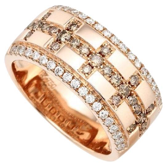 18K Rose Gold Lattice Diamond Ring, Size 9 7/8 For Sale