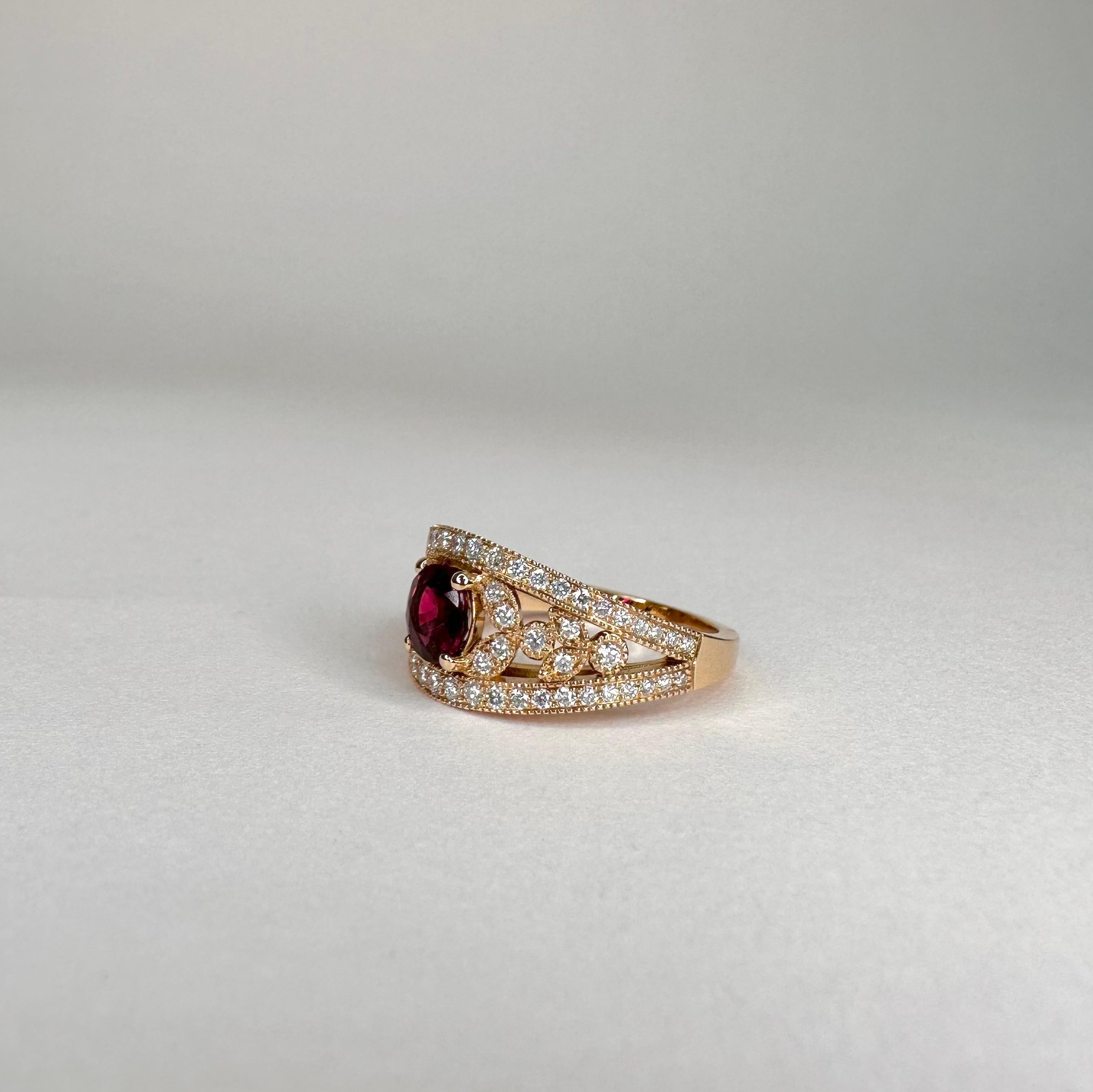 For Sale:  0.95 Carat Ruby Ring 18K Pink Gold 0.46 Carat Diamonds 4