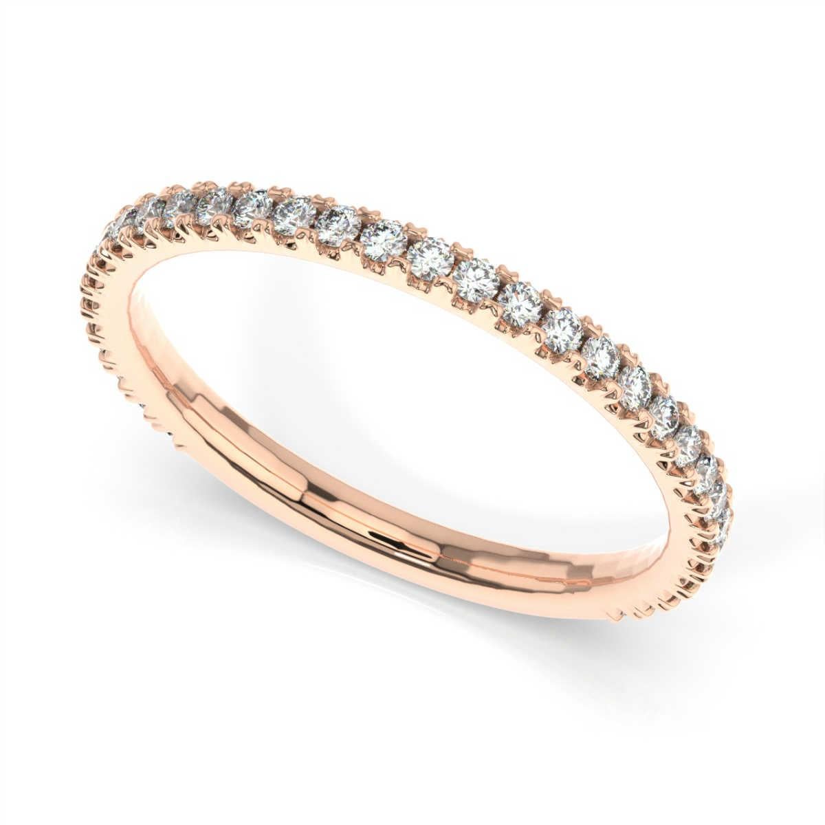 Round Cut 18K Rose Gold Lauren French Pave Ring '1/3 Ct. tw' For Sale