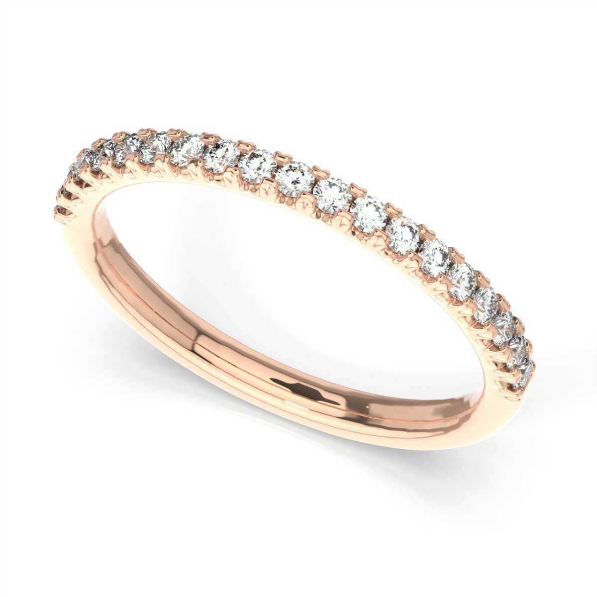 Round Cut 18K Rose Gold Lauren French Pave Ring '1/4 Ct. tw' For Sale