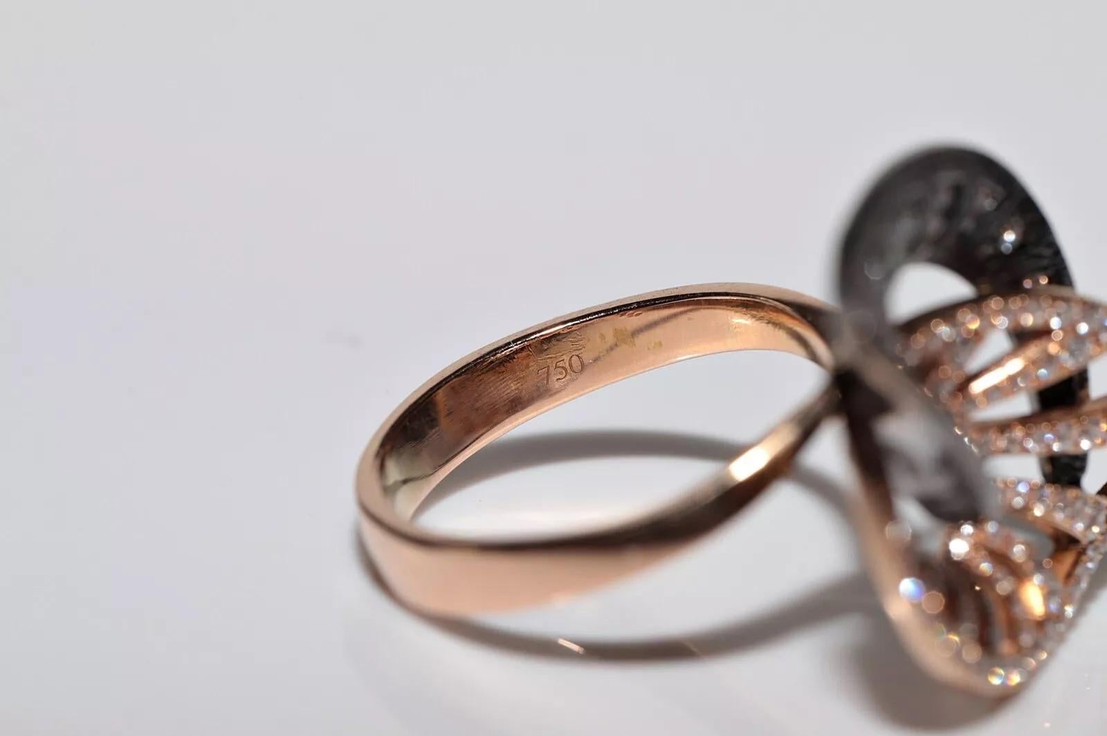 18 Karat Roségold Blattstil Natürlicher Diamant Dekorierter starker Ring im Angebot 5