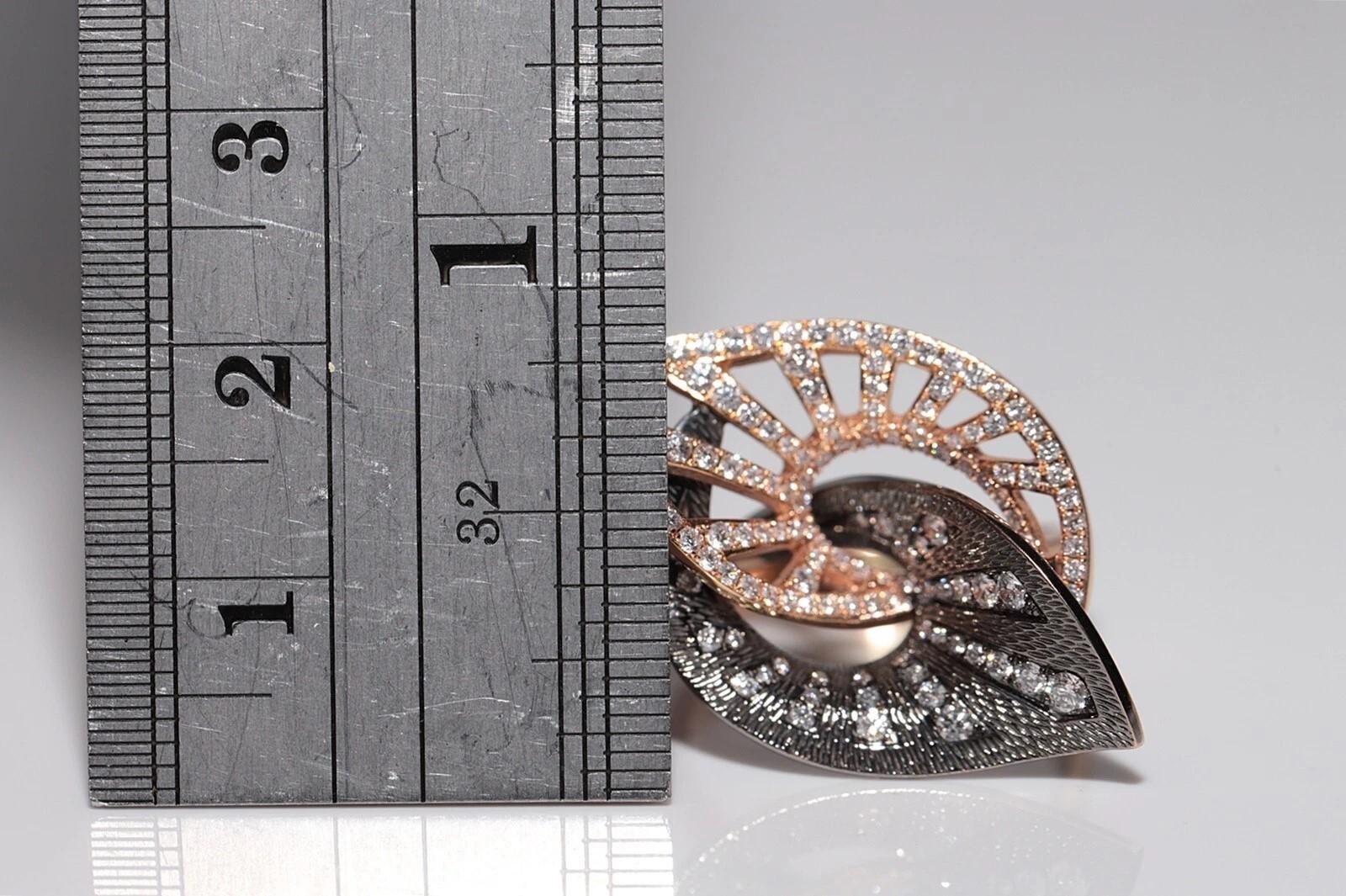 18 Karat Roségold Blattstil Natürlicher Diamant Dekorierter starker Ring im Zustand „Gut“ im Angebot in Fatih/İstanbul, 34