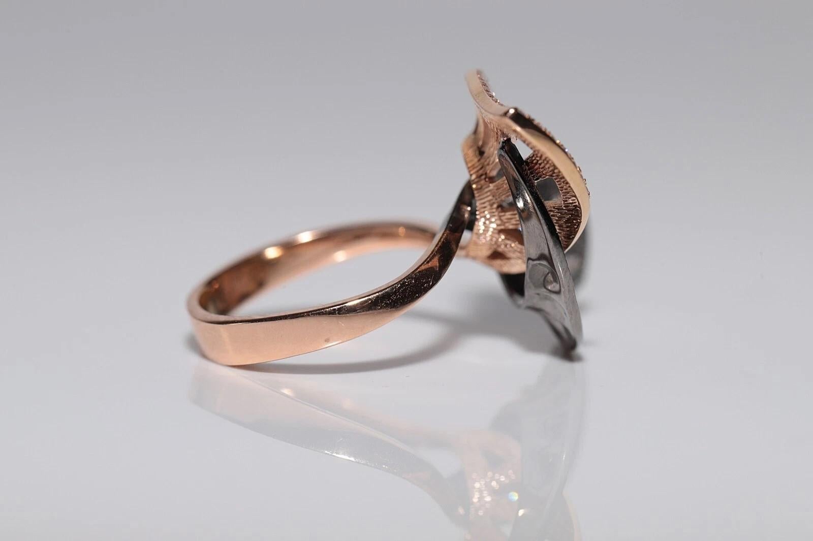 18 Karat Roségold Blattstil Natürlicher Diamant Dekorierter starker Ring im Angebot 2