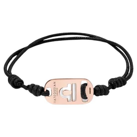 18K Rose Gold Libra Bracelet with Black Cord For Sale