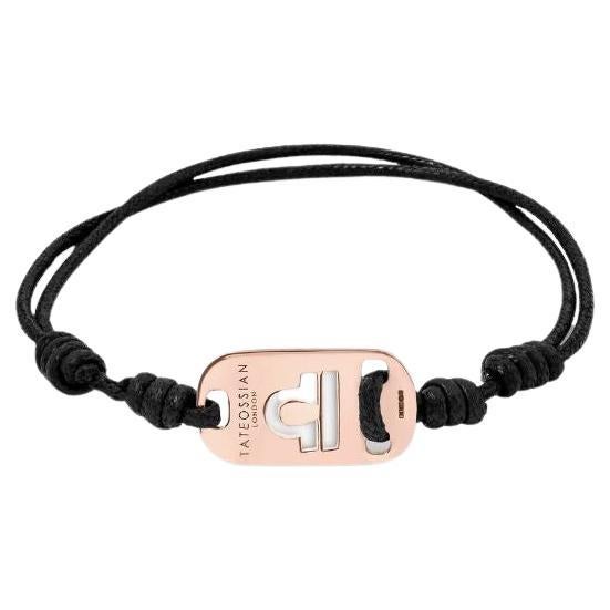 Libra-Armband aus 18 Karat Roségold mit schwarzer Kordel