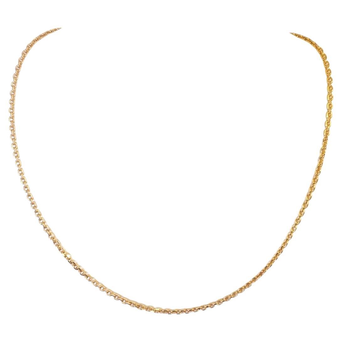 18k Rose Gold Link Necklace Diamond Cut Japanese Estate Designer For Sale