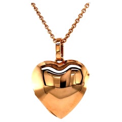 18k Rose Gold Locket Necklace Heart Shaped Polished Customizable