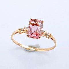 18K Rose Gold Lotus Color Tourmaline Ring with Diamonds