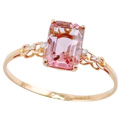 18K Rose Gold Lotus Color Tourmaline Ring with Diamonds