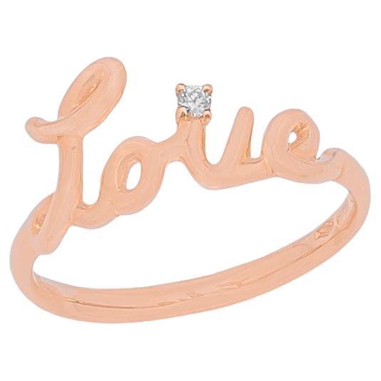 For Sale:  18k Rose Gold Love Ring with White Diamonds