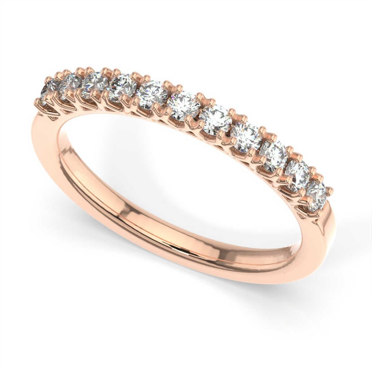 Round Cut 18K Rose Gold Mae Crown Diamond Ring '1/2 Ct. tw' For Sale