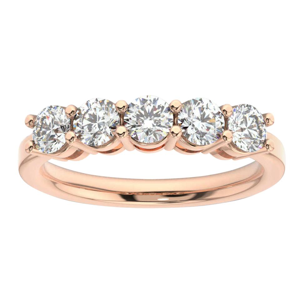 18K Rose Gold Marne 5-Stone Diamond Ring '1 Ct. tw' For Sale