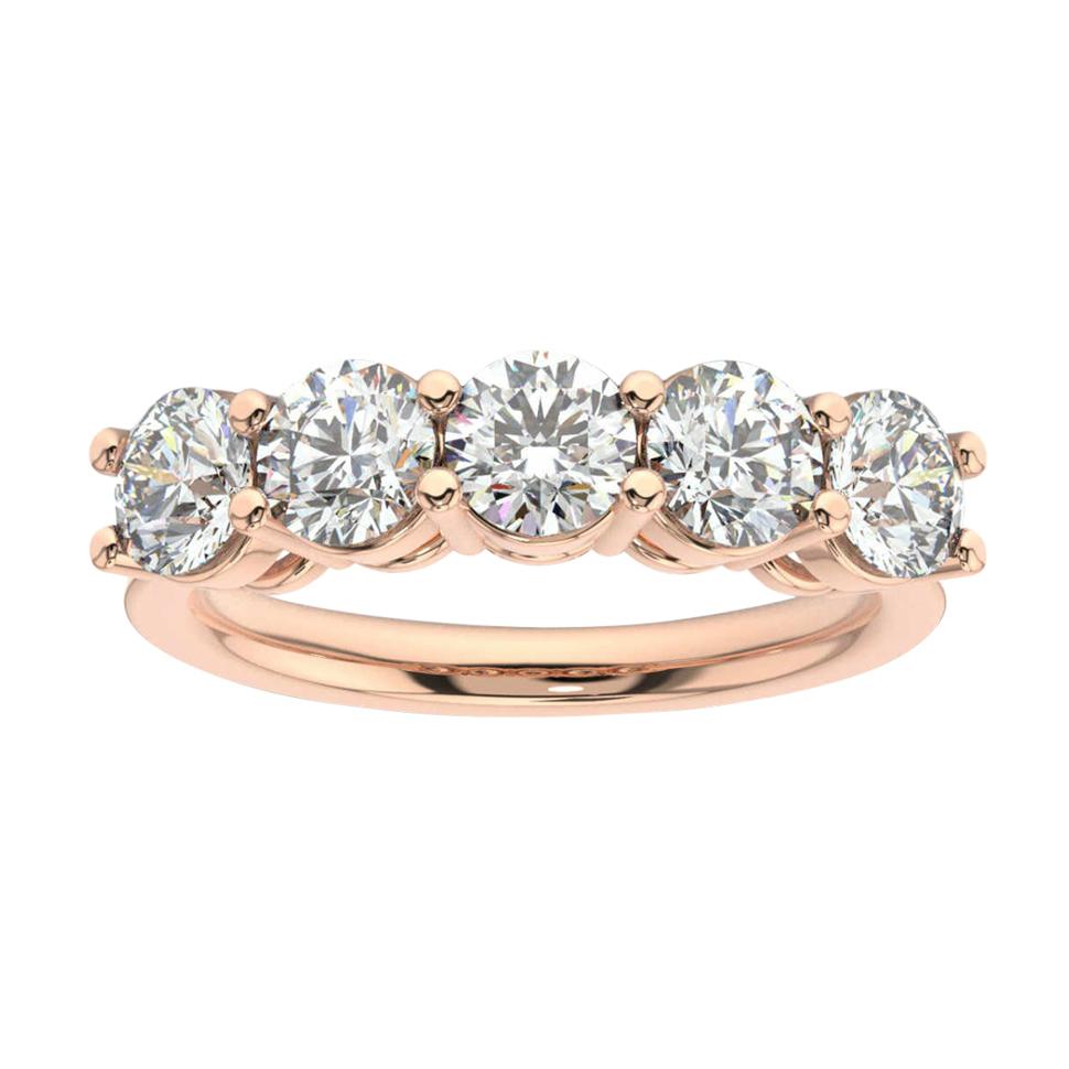 18K Rose Gold Marne 5-Stone Diamond Ring '2 Ct. tw' For Sale