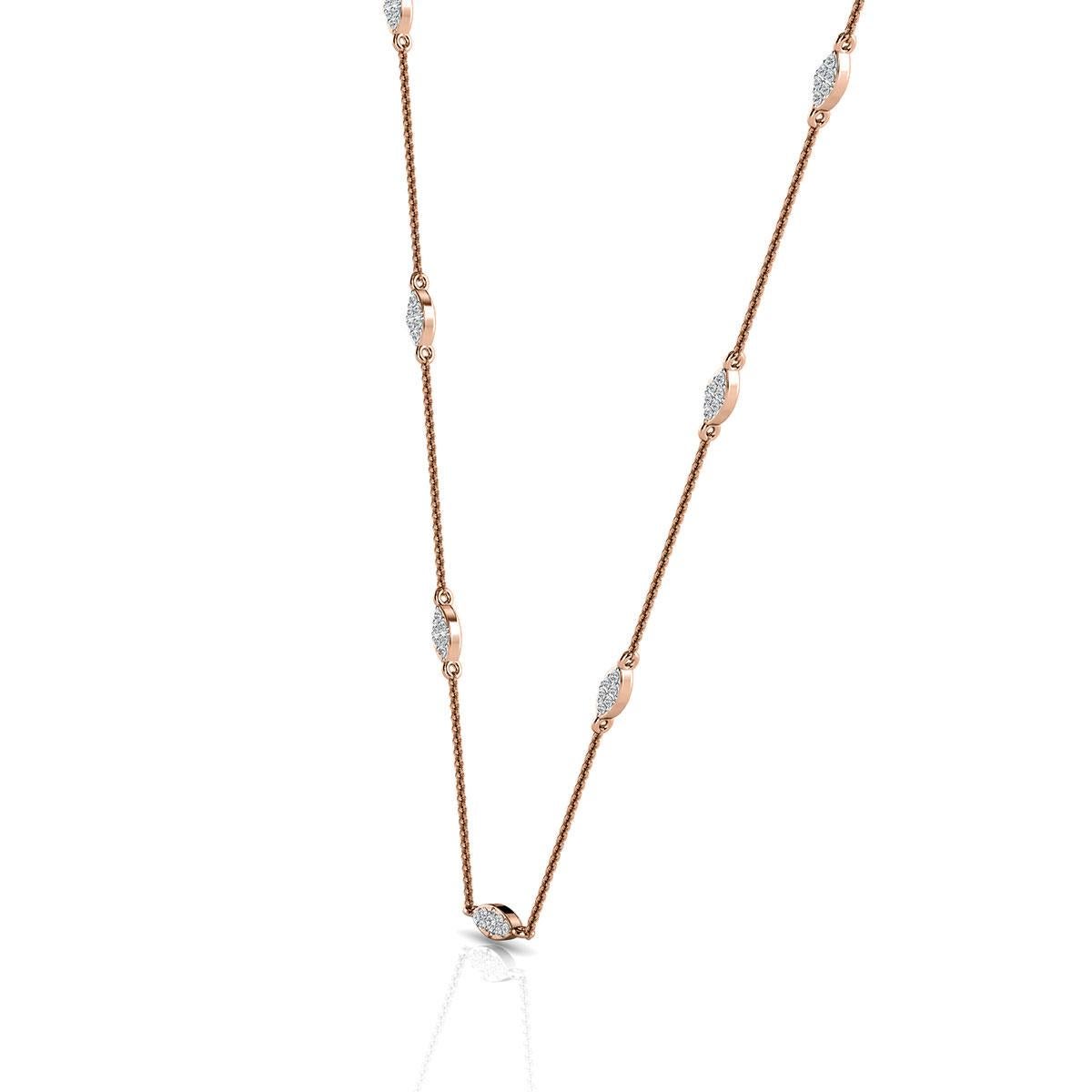 Diese zarte und elegante Halskette besteht aus runden Brillanten, die in sieben (7) Marquise-förmigen Stäben mit Mikrozähnen gefasst sind. Erleben Sie den Unterschied!

Einzelheiten zum Produkt: 

Zentrum Edelstein Typ: NATURDIAMANT
Farbe des