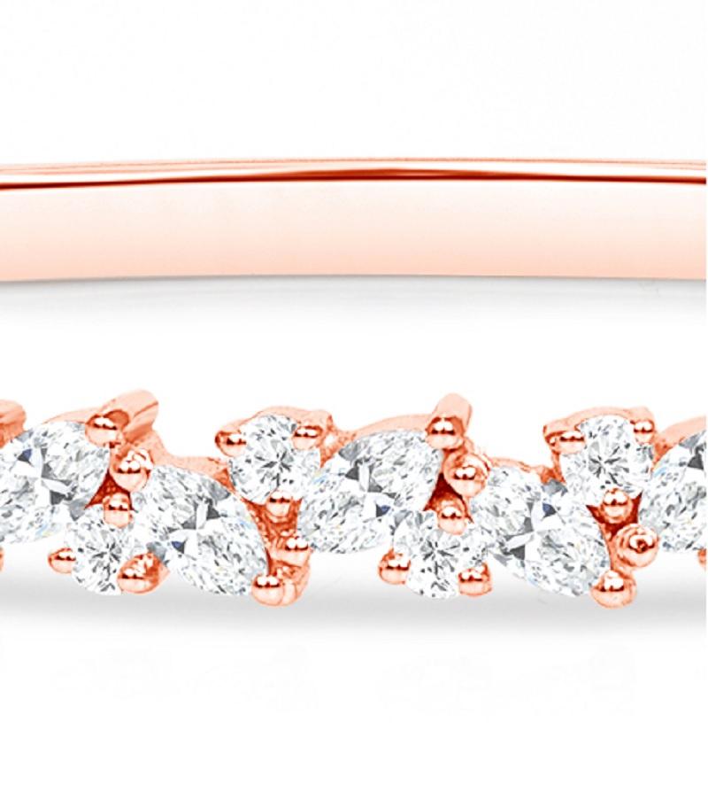 Moderne Bracelet massif en or rose 18 carats avec diamant marquise  Combiné à des diamants ronds en vente