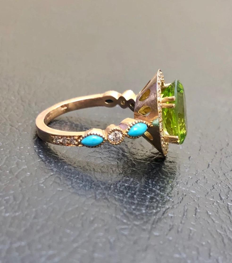 peridot and turquoise ring