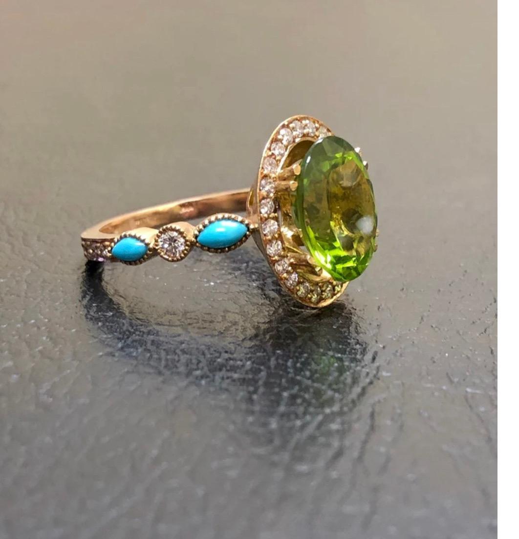 turquoise and peridot ring